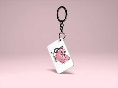 Red Heart Surrounded By Musical notes -White -Designable Musicllnstrument Keychain ( Combo Set Of 2)