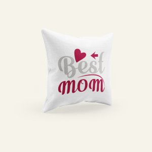 Best Mom Text With pink heart- Printed Pillow Covers (Pack Of Two)