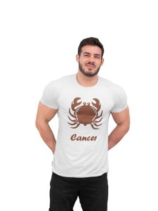 Cancer (BG Chocolate) (White T) - Printed Zodiac Sign Tshirts - Made especially for astrology lovers people