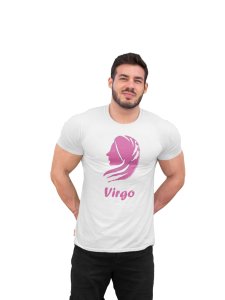 Virgo (BG Pink) (White T) - Printed Zodiac Sign Tshirts - Made especially for astrology lovers people