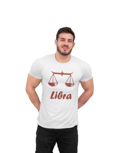 Libra (BG Chocolate) (White T) - Printed Zodiac Sign Tshirts - Made especially for astrology lovers people