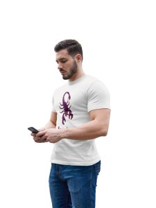 Scorpio (BG Purple) (White T) - Printed Zodiac Sign Tshirts - Made especially for astrology lovers people