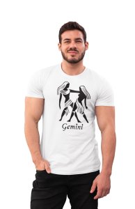 Gemini (BG Black) (White T) - Printed Zodiac Sign Tshirts - Made especially for astrology lovers people