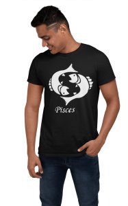 Pisces symbol (BG white) - Printed Zodiac Sign Tshirts - Made especially for astrology lovers people