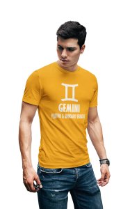 Gemini, playful and adorably erratic (Yellow T) - Printed Zodiac Sign Tshirts - Made especially for astrology lovers people