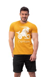 Capricorn (BG White) (Yellow T) - Printed Zodiac Sign Tshirts - Made especially for astrology lovers people