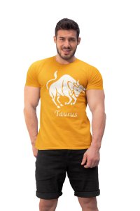 Taurus (BG White) (Yellow T) - Printed Zodiac Sign Tshirts - Made especially for astrology lovers people