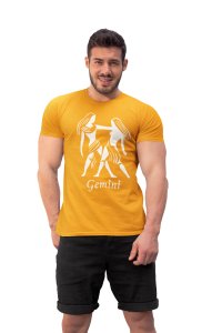 Gemini (BG white) (Yellow T) - Printed Zodiac Sign Tshirts - Made especially for astrology lovers people