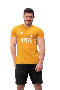 Aries stars (Yellow T) - Printed Zodiac Sign Tshirts - Made especially for astrology lovers people