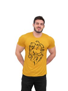 Lion face (Yellow T) - Printed Zodiac Sign Tshirts - Made especially for astrology lovers people