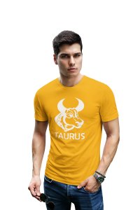 Taurus, (BG White) (Yellow T) - Printed Zodiac Sign Tshirts - Made especially for astrology lovers people