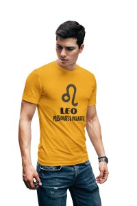 Leo, passionate and dramatic (BG Black) (Yellow T) - Printed Zodiac Sign Tshirts - Made especially for astrology lovers people