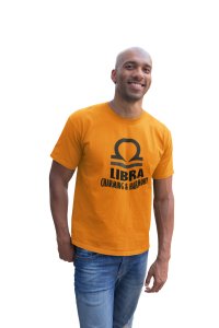 Libra, charming and harmony (BG Black) (Yellow T) - Printed Zodiac Sign Tshirts - Made especially for astrology lovers people