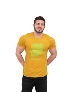 Gemini (BG green) (Yellow T) - Printed Zodiac Sign Tshirts - Made especially for astrology lovers people