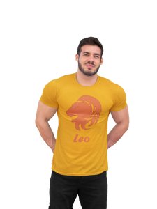 Leo (BG orange) (Yellow T) - Printed Zodiac Sign Tshirts - Made especially for astrology lovers people