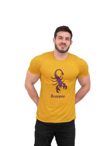 Scorpio (BG Purple) (Yellow T) - Printed Zodiac Sign Tshirts - Made especially for astrology lovers people