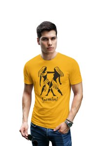 Gemini (BG Black) (Yellow T) - Printed Zodiac Sign Tshirts - Made especially for astrology lovers people