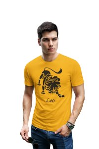 Leo (BG Black) (Yellow T) - Printed Zodiac Sign Tshirts - Made especially for astrology lovers people