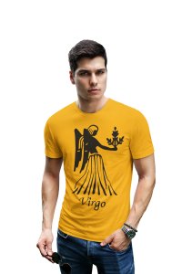 Virgo (BG Black) (Yellow T) - Printed Zodiac Sign Tshirts - Made especially for astrology lovers people