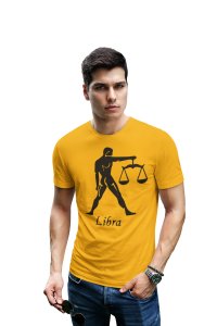 Libra (BG Black) (Yellow T) - Printed Zodiac Sign Tshirts - Made especially for astrology lovers people