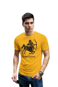 Sagittarius (BG Black) (Yellow T) - Printed Zodiac Sign Tshirts - Made especially for astrology lovers people