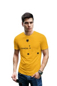 Cancer stars (BG black) (Yellow T) - Printed Zodiac Sign Tshirts - Made especially for astrology lovers people