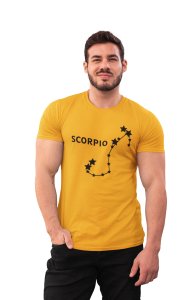 Scorpio stars (BG Black)(Yellow T) - Printed Zodiac Sign Tshirts - Made especially for astrology lovers people