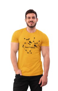 Sagittarius stars (BG Black) (Yellow T) - Printed Zodiac Sign Tshirts - Made especially for astrology lovers people