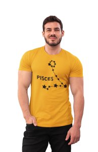 Pisces stars (BG Black) (Yellow T) - Printed Zodiac Sign Tshirts - Made especially for astrology lovers people