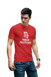 Virgo, protective and logical (Red T) - Printed Zodiac Sign Tshirts - Made especially for astrology lovers people