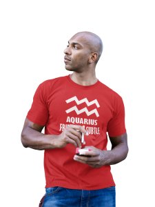 Aquarius, friendly and subtle (Red T) - Printed Zodiac Sign Tshirts - Made especially for astrology lovers people