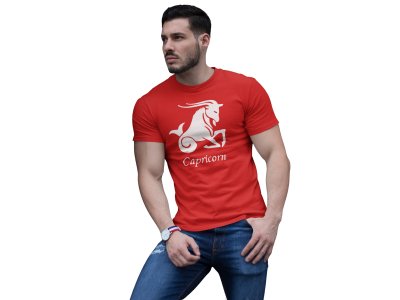 Capricorn (BG White) (Red T) - Printed Zodiac Sign Tshirts - Made especially for astrology lovers people