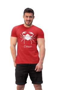 Cancer (BG white) (Red T) - Printed Zodiac Sign Tshirts - Made especially for astrology lovers people