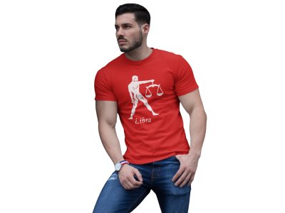 Libra (BG White) (Red T) - Printed Zodiac Sign Tshirts - Made especially for astrology lovers people