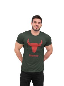 Taurus (BG Red) (Green T) - Printed Zodiac Sign Tshirts - Made especially for astrology lovers people