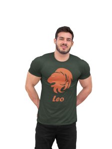 Leo (BG Orange) (Green T) - Printed Zodiac Sign Tshirts - Made especially for astrology lovers people