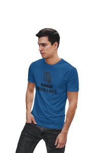 Virgo, Protective and logical (BG Black)(Blue T) - Printed Zodiac Sign Tshirts - Made especially for astrology lovers people