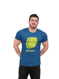 Gemini (BG Green)(Blue T) - Printed Zodiac Sign Tshirts - Made especially for astrology lovers people