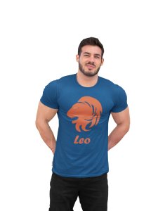 Leo (BG Red)(Blue T) - Printed Zodiac Sign Tshirts - Made especially for astrology lovers people