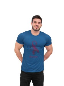 Scorpio (BG Brown)(Blue T) - Printed Zodiac Sign Tshirts - Made especially for astrology lovers people
