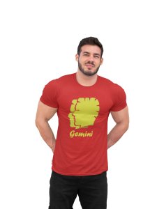 Gemini (BG Green) (Red T) - Printed Zodiac Sign Tshirts - Made especially for astrology lovers people