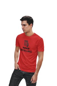 Virgo, protective and logical (BG Black) (Red T) - Printed Zodiac Sign Tshirts - Made especially for astrology lovers people
