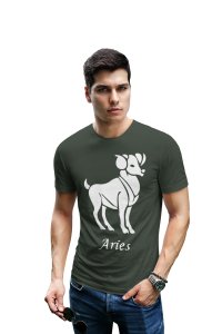 Aries (BG White) (Green T) - Printed Zodiac Sign Tshirts - Made especially for astrology lovers people