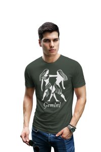Gemini (BG White) (Green T) - Printed Zodiac Sign Tshirts - Made especially for astrology lovers people