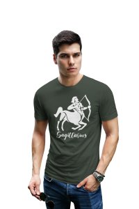 Sagittarius (BG White) (Green T) - Printed Zodiac Sign Tshirts - Made especially for astrology lovers people