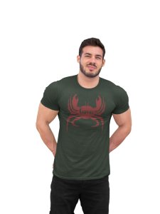 Cancer symbol (BG Brown) (Green T) - Printed Zodiac Sign Tshirts - Made especially for astrology lovers people