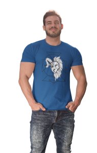 Lion and Ram(Blue T) - Printed Zodiac Sign Tshirts - Made especially for astrology lovers people