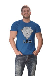 Lion picture(Blue T) - Printed Zodiac Sign Tshirts - Made especially for astrology lovers people