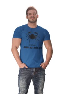 Cancer symbol (BG Black)(Blue T) - Printed Zodiac Sign Tshirts - Made especially for astrology lovers people