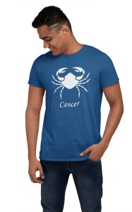 Cancer (BG white)(Blue T) - Printed Zodiac Sign Tshirts - Made especially for astrology lovers people
